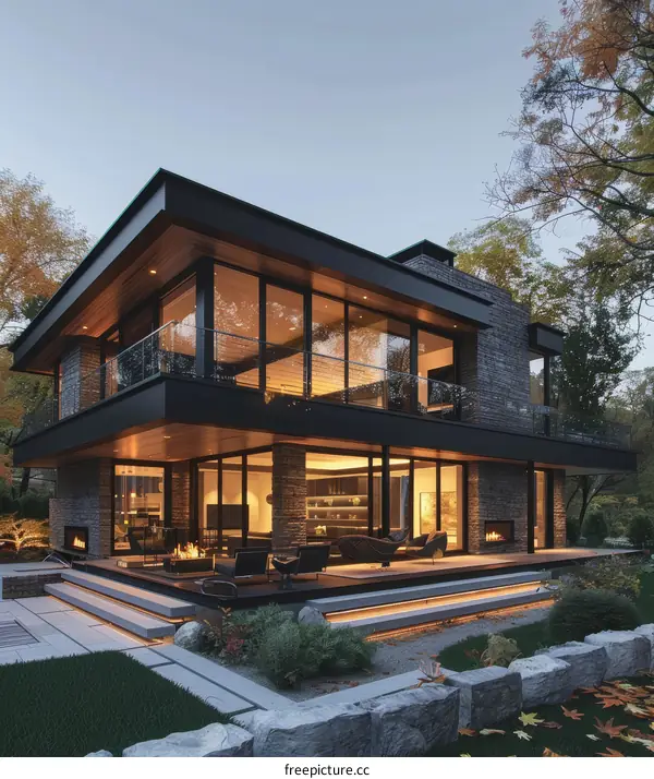 Modern House with Expansive Glass Windows