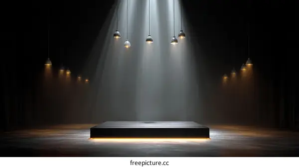 Empty Stage with Spotlights and Modern Platform