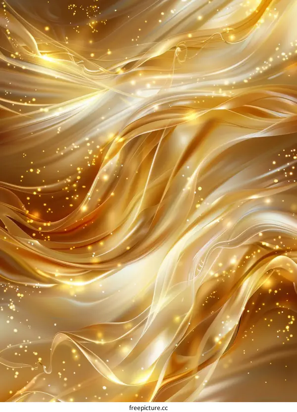 Golden silk-like waves with shiny golden dots