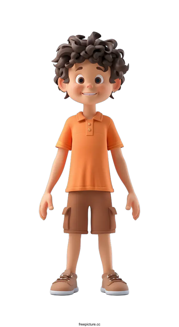 [Transparent Background PNG]Smiling Cartoon Boy Standing