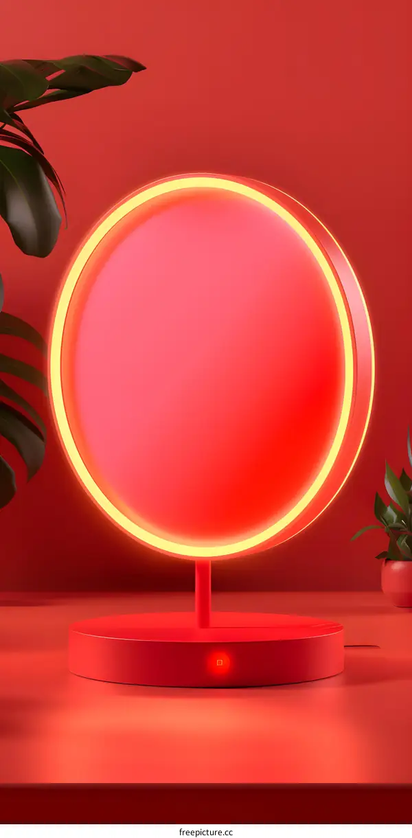 Red Circle Neon Light Minimalist Design