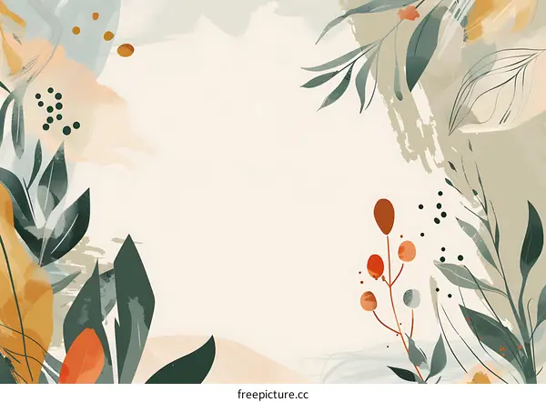 Abstract Floral Background Illustration with Green Leaves