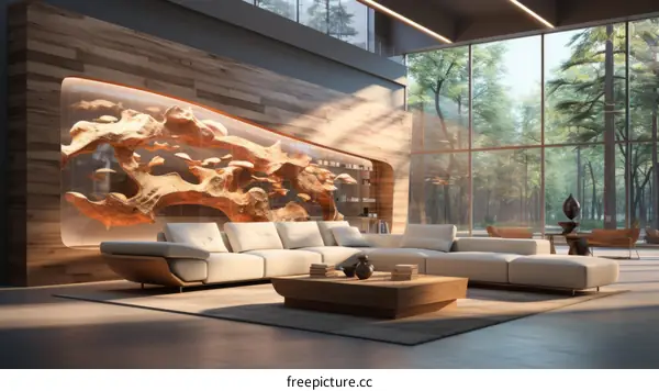 Spacious and Luxurious Living Room with Natural Lighting