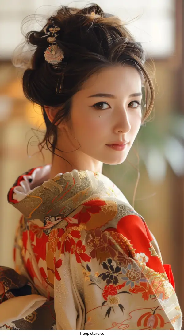 A Japanese Maiko in Traditional Kimono