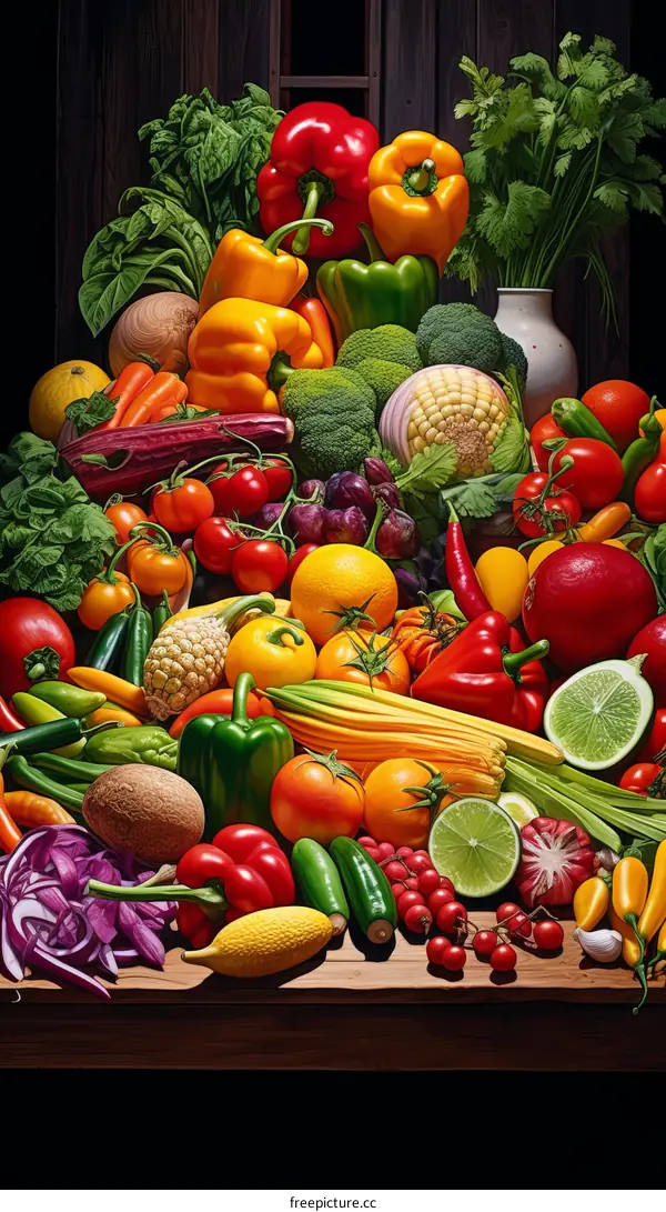 Fresh Harvest: A Bountiful Display of Fruits and Vegetables