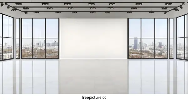 Modern Gallery Interior Design with City View