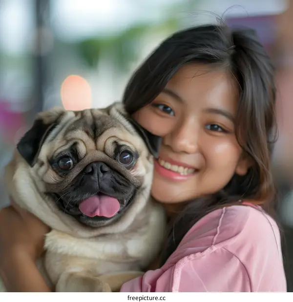 pug and girl