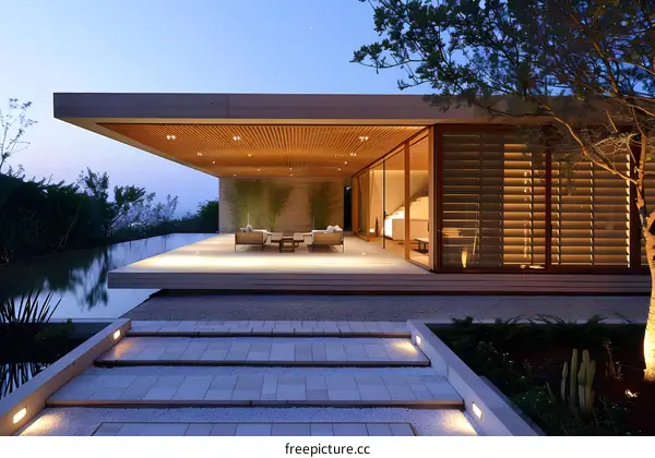 Modern House with Infinity Pool and Patio