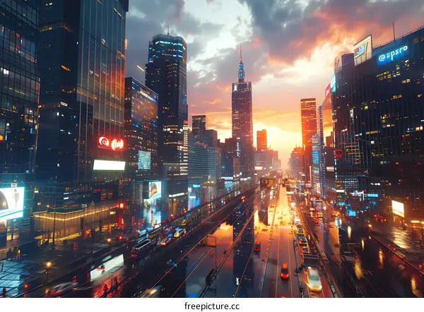 City Street Night View