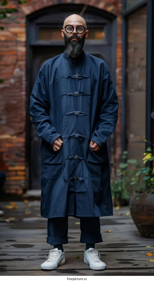 A Chinese man wearing a blue robe