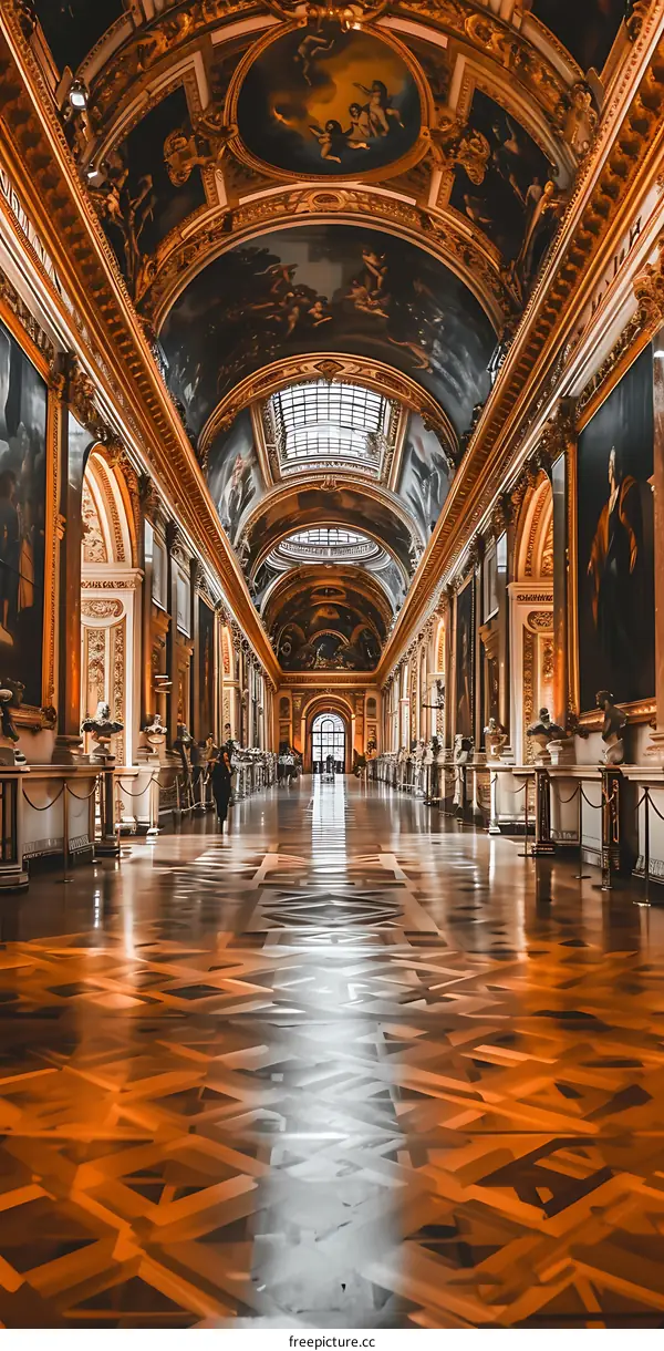 French Palace Interior with Golden Details