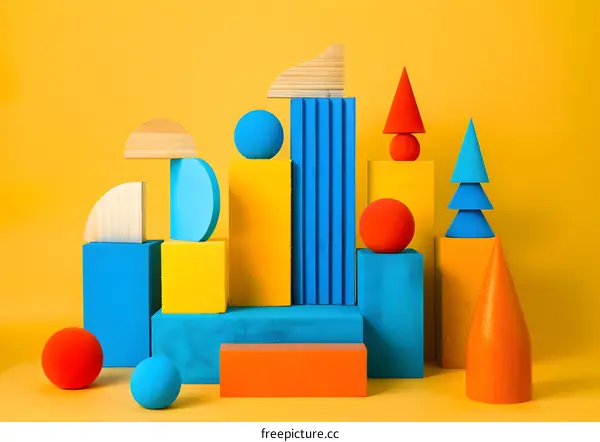 Abstract Geometric Shapes Colorful Composition