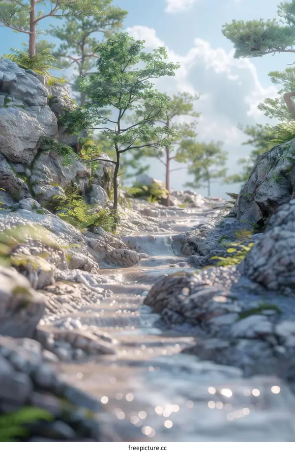 Small Rocky River and Trees