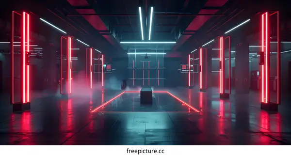 Futuristic Cyberpunk Neon Lights Interior Design