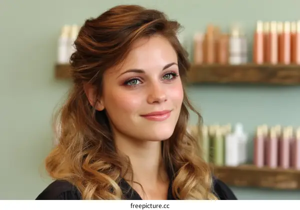 Beautiful Woman with Elegant Updo Hairstyle