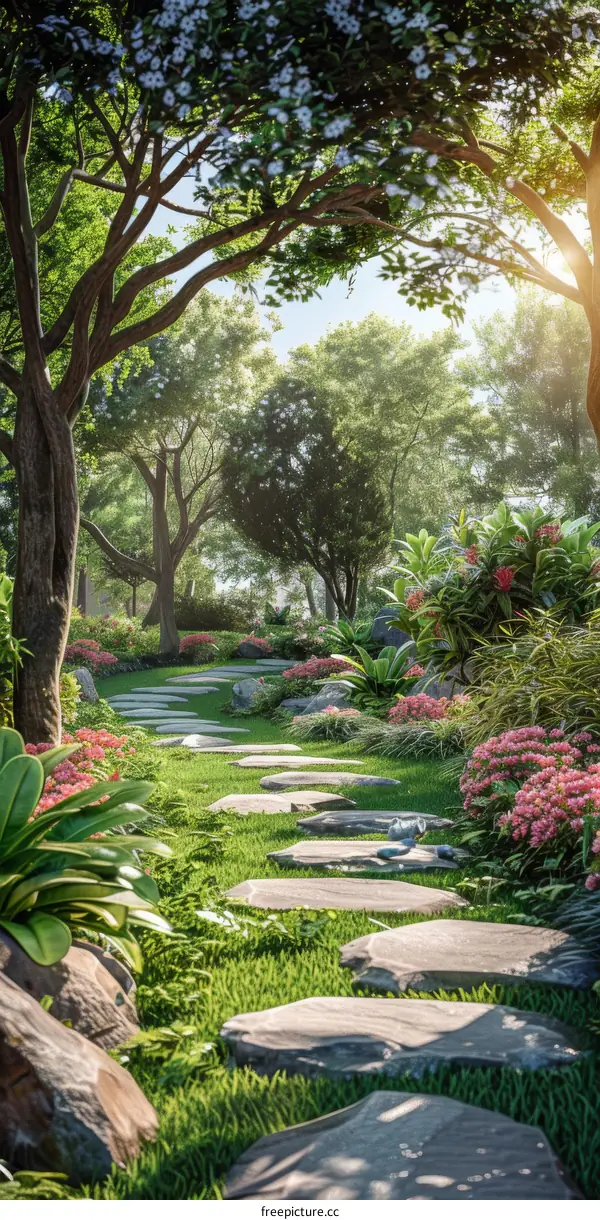 A Verdant Garden Path Leading to Tranquility