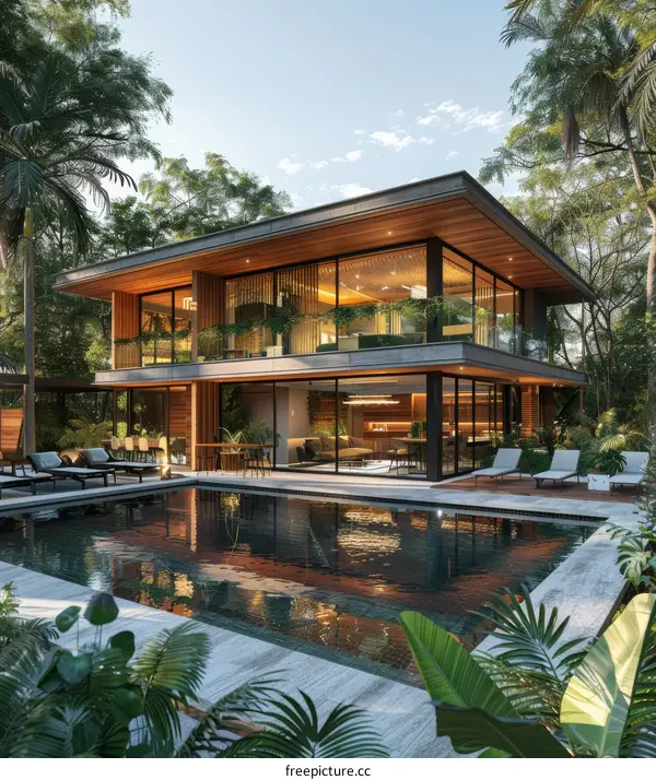 Modern Luxury House with Pool in Tropical Garden