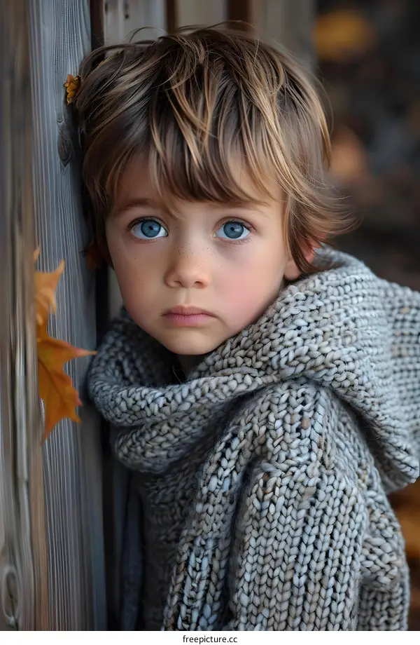 Portrait of a cute little boy with blue eyes