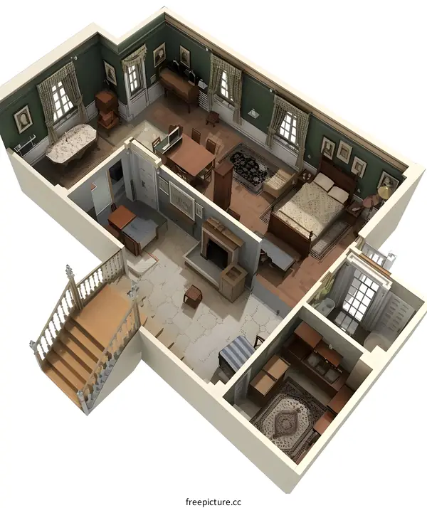 Top Down View of a Traditional Home Interior