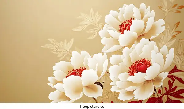 Elegant Oriental Blossoms in a Golden Background