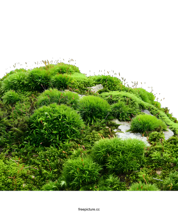 [Transparent Background PNG]Green Moss Texture on White Background