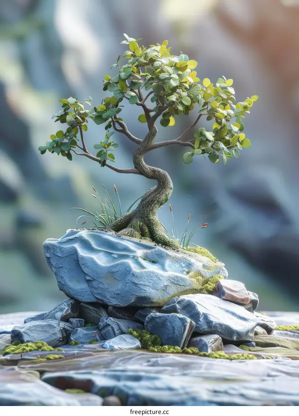 Bonsai Tree on a Rock: Tranquility and Zen