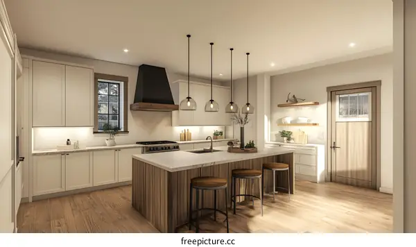 Modern Kitchen Design With White Cabinets and a Large Island