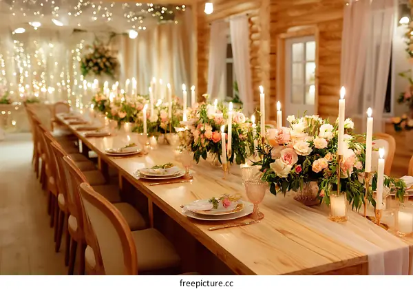 Elegant Wedding Reception Long Table Setting