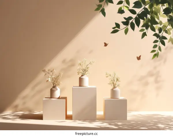 Minimalist Still Life with Dried Flowers and Vase