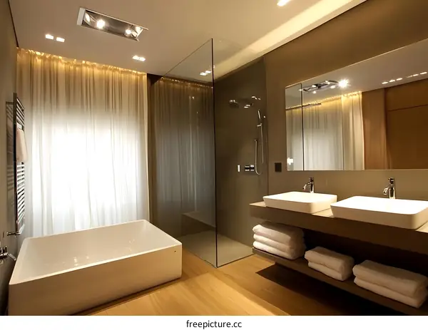 Modern Bathroom with Freestanding Tub and Walk in Shower