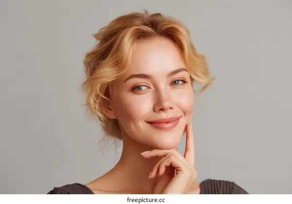 Beautiful Woman with Stunning Skin Close-up Portrait