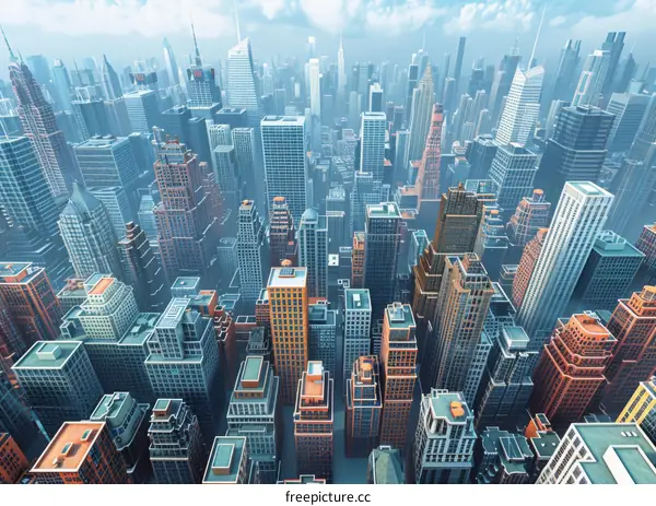 Aerial View of a Bustling City Skyline