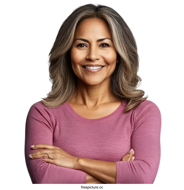[Transparent Background PNG]Confident Middle-Aged Woman Portrait
