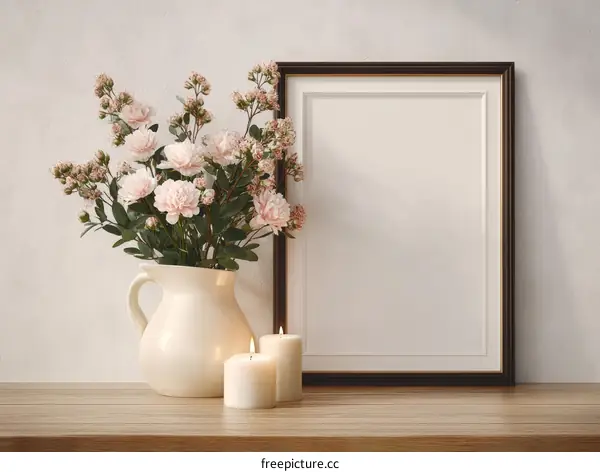 Elegant Floral Arrangement and Picture Frame Display