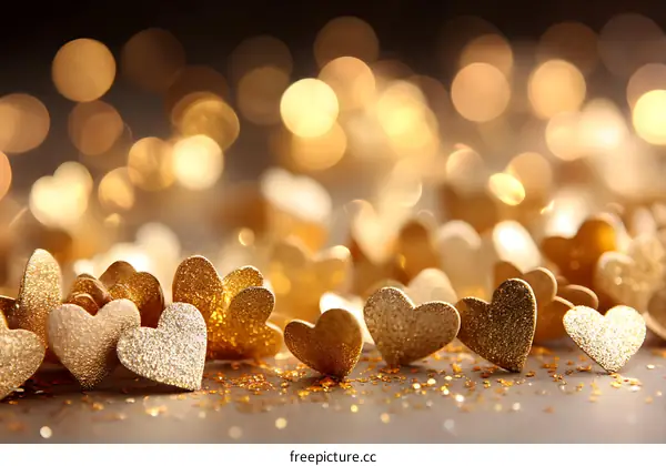 Golden Hearts Festive Background
