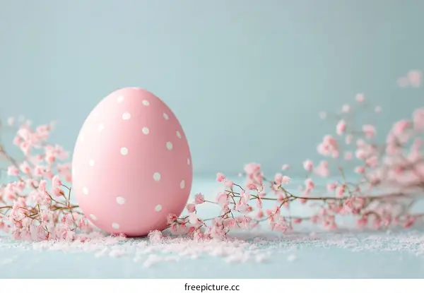 Pastel Pink Easter Egg with Delicate Flowers