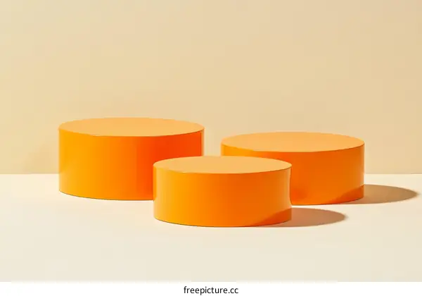 Orange Cylindrical Display Stages