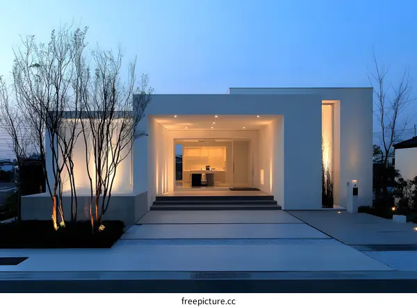 Modern White House Entrance With Minimalist Design