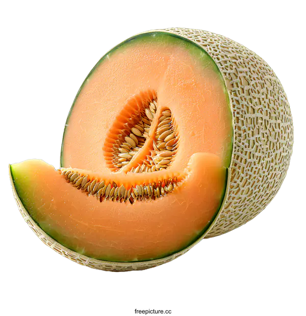 [Transparent Background PNG]A halved orange melon