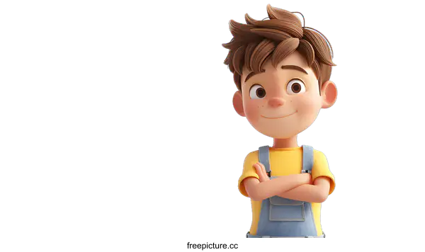 [Transparent Background PNG]Cheerful 3D cartoon boy character
