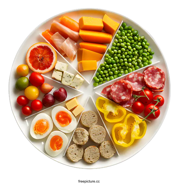 [Transparent Background PNG]Healthy Food Plate With Various Ingredients