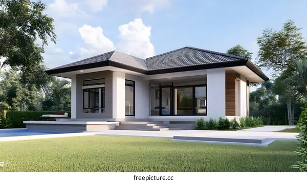 Modern Single Story House with Swimming Pool