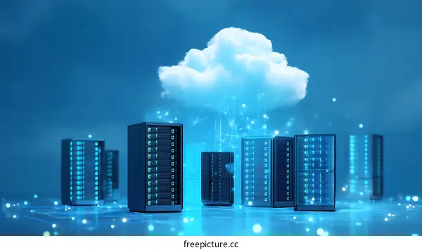 Cloud Computing Data Server Room Illustration