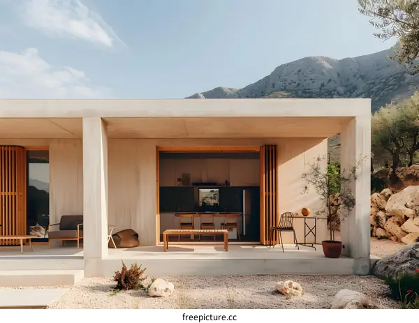 Modern Concrete House with Mountain View in Spain