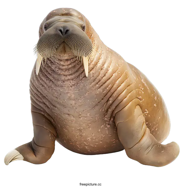 [Transparent Background PNG]Close Up Portrait of Walrus with Large Tusk