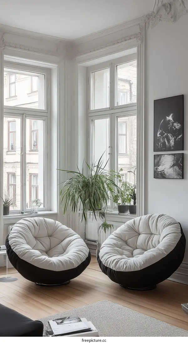 Modern Living Room with Comfortable Armchairs