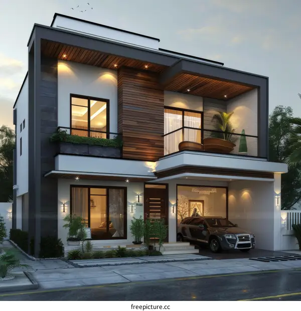 Modern Architectural Exterior Design Illustration