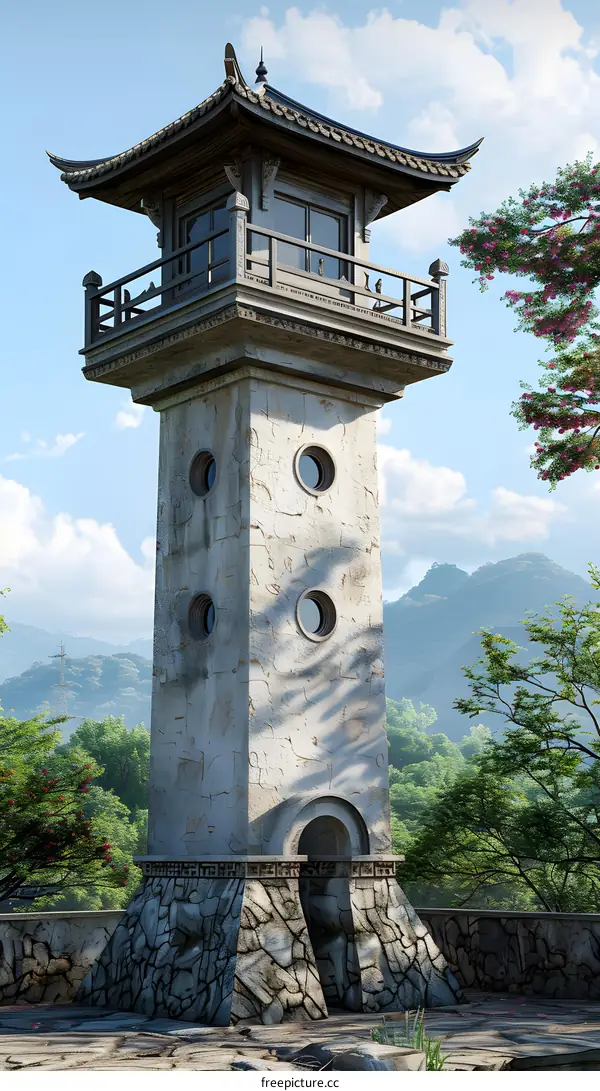Stone Watchtower in the Forest