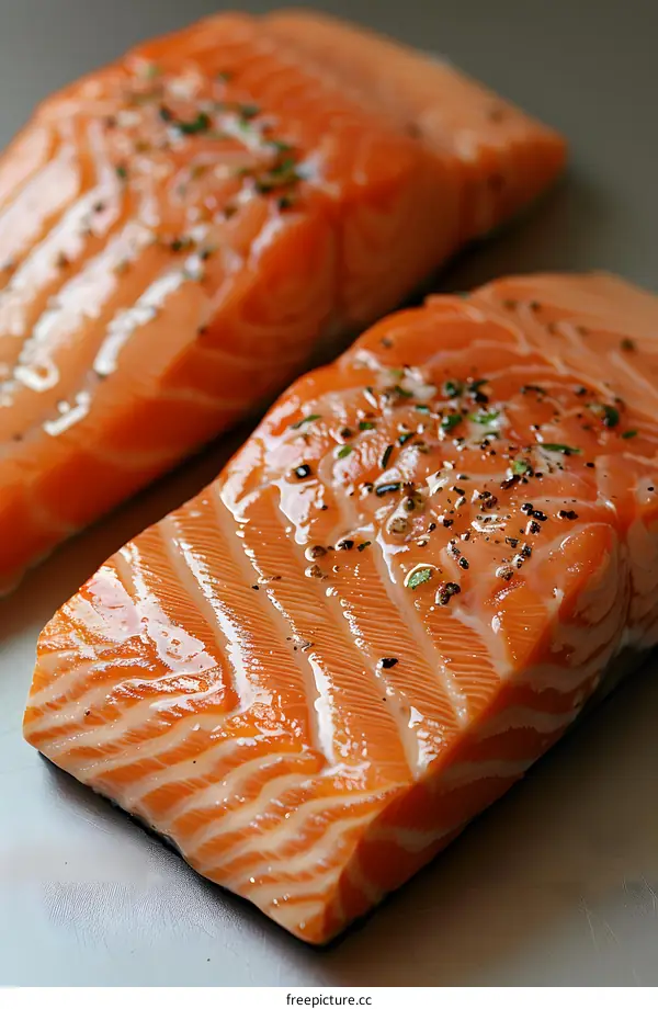 Fresh Salmon Fillets Prepared for Cooking