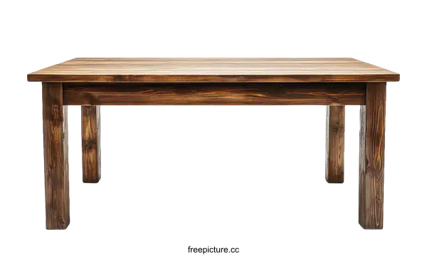 [Transparent Background PNG]Rustic Wooden Dining Table on White Background